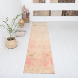 Vintage Turkish Oushak Wool Runner Rug - 2x13 ft