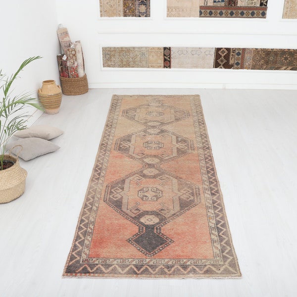 4x12, Natural Runner Rug, Kitchen Rug, Runner 4x12, Turkish Runner,Vintage Runner,Runner Rug,Anatolian Runner,Oushak Runner,Hallway Rug,9111