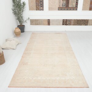 5x11 Vintage Turkish Oushak Rug: Wool Anatolian Rug