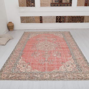 7x11, Turkish Oversize Rug, Muted Colors Rug, 7x11 Turkish Rug, Oushak Rug, Vintage Rug, Anatolian Rug, Faded Rug,Wool Rug,Handmade Rug,512
