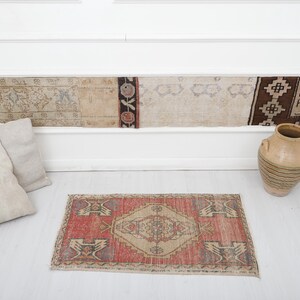 2x3, Door Mat Rug, Turkish Door Mat, Vintage Door Mat, Oushak Door Mat, 2x3 Anatolian Rug, 2x3 Small Rug,Turkish Mini Rug,Wool Door Mat,7680
