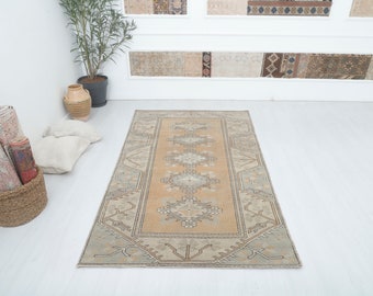 4x7 Anatolian Rug, Vintage Rug, Turkish Rug, Neutral Rug, Antique Rug,Wool Rug,Area Rug,Handmade Rug,Oushak Rug,Bohemian Rug,Boho Rug,14888