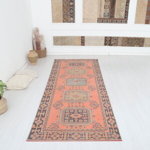 4x11 Runner Rug, Vintage Rug,Turkish Rug,4x11 Oushak Rug,Natural Runner,Turkish Runner,Vintage Runner,Oushak Runner,Hallway Runner Rug,12698