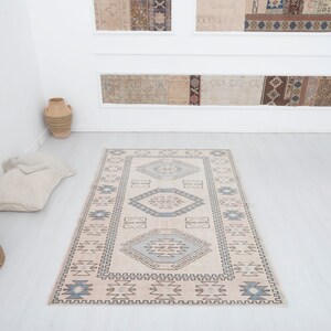 Turkey Oushak Rug, Colorful Rug, 4x6 Rug,Kids Rug,Muted Rug,Pastel Rug,Soft Vintage Rug,Turkish Rug,Vintage Rug,Oushak Rug,Natural Rug,18812