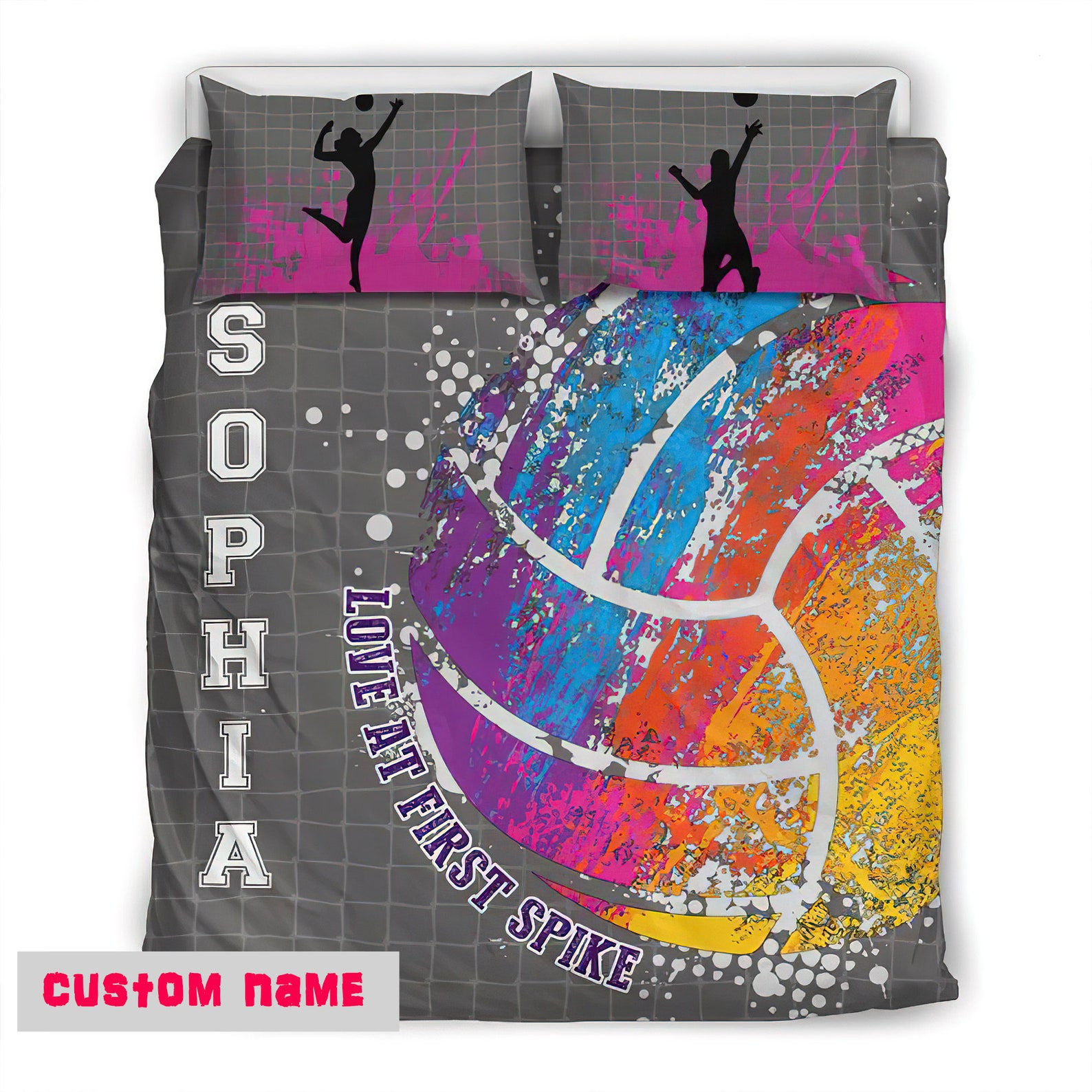 Personalized Volleyball Bedding Set Custom Name Volleyball Etsy