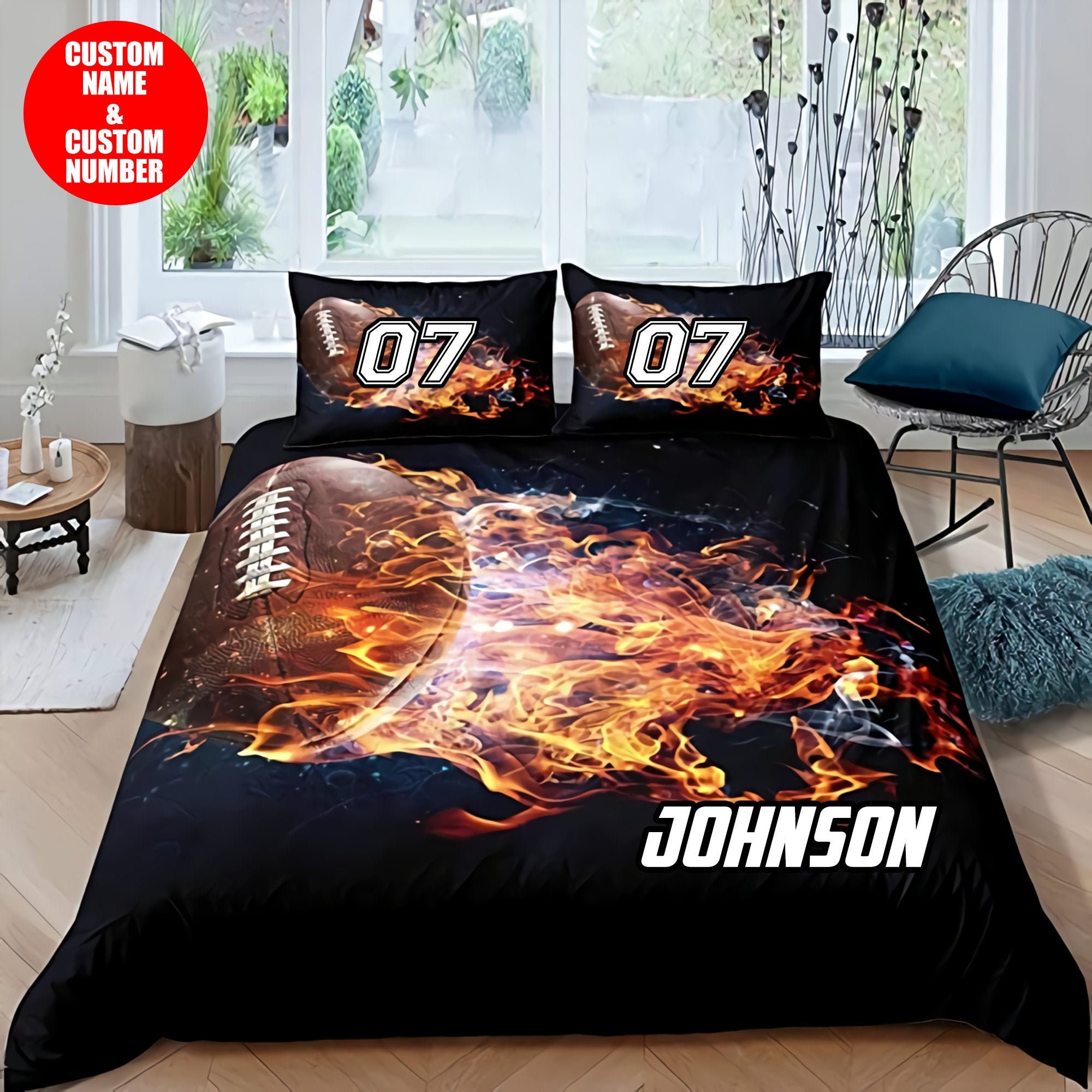 Personalized Football Bedding Set Custom Name Football Etsy