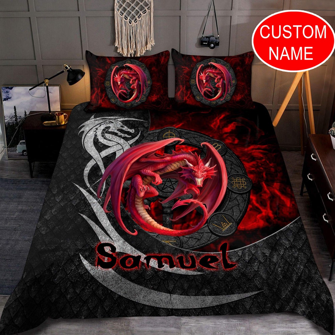 The Dragon Bedding Set Personalized Bed Sheets Custom Etsy