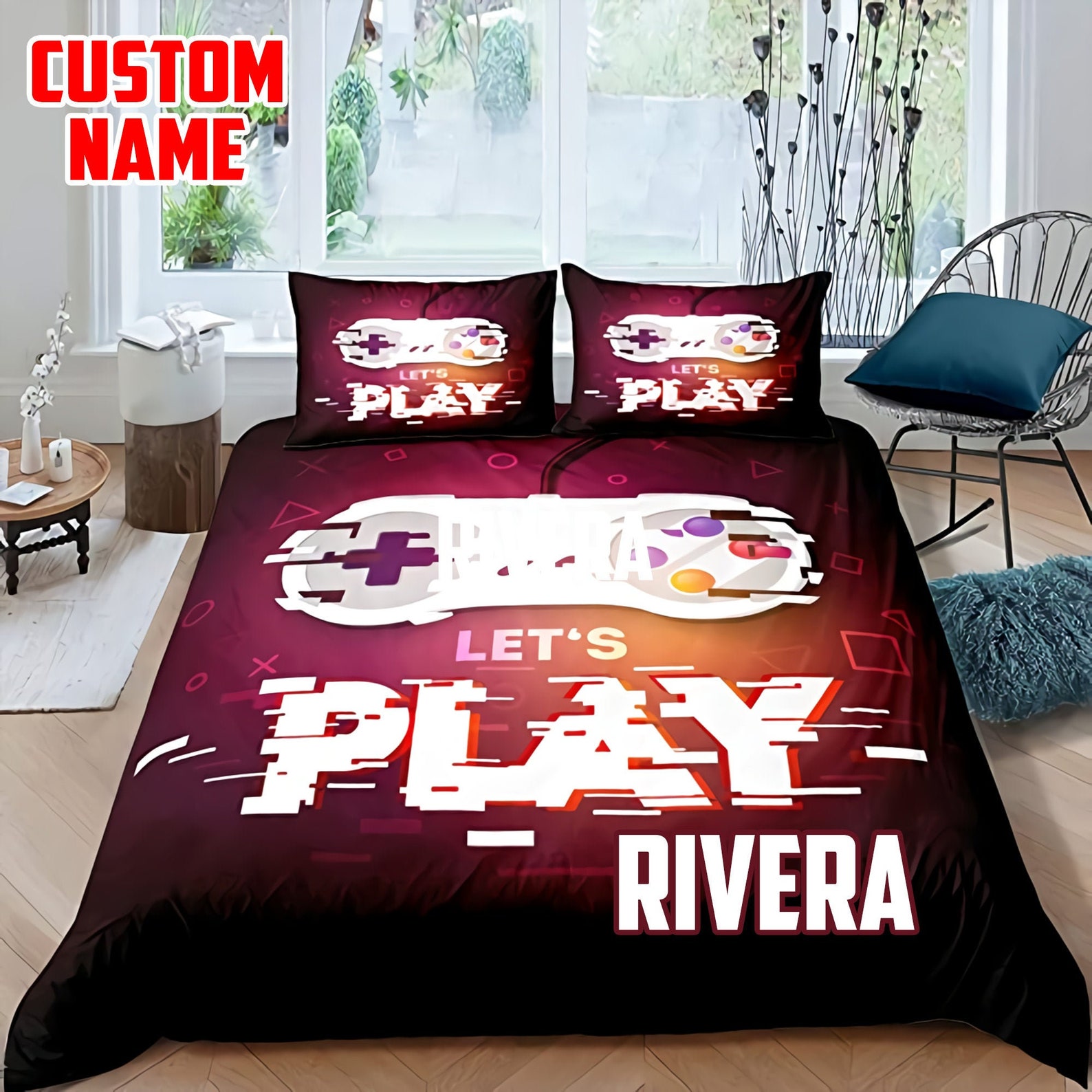 Custom Name Game Bedding Set Personalized Game Bedding Set Etsy