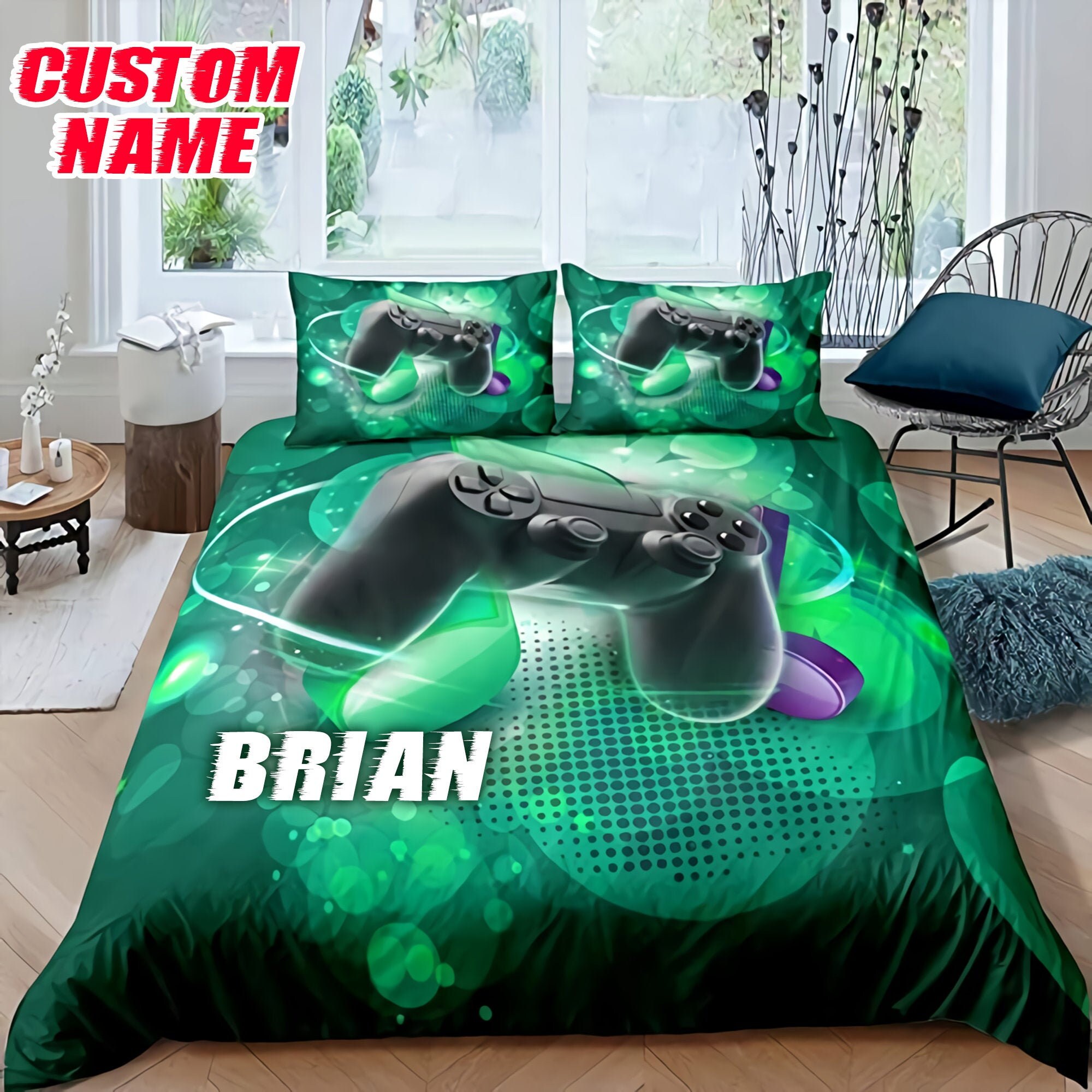 Personalized Game Bedding Set Gamer Bedding Set Custom Name Etsy