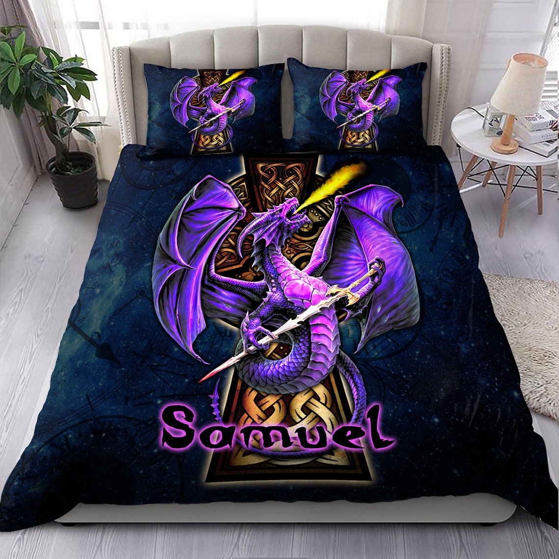 The Dragon Bedding Set Personalized Bed Sheets Custom Etsy