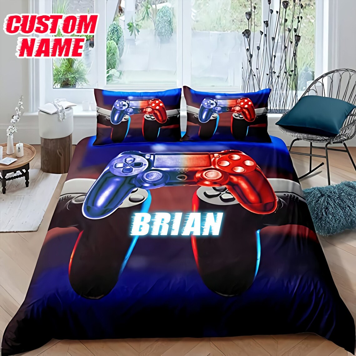 Personalized Game Bedding Set Gamer Bedding Set Custom Name Etsy