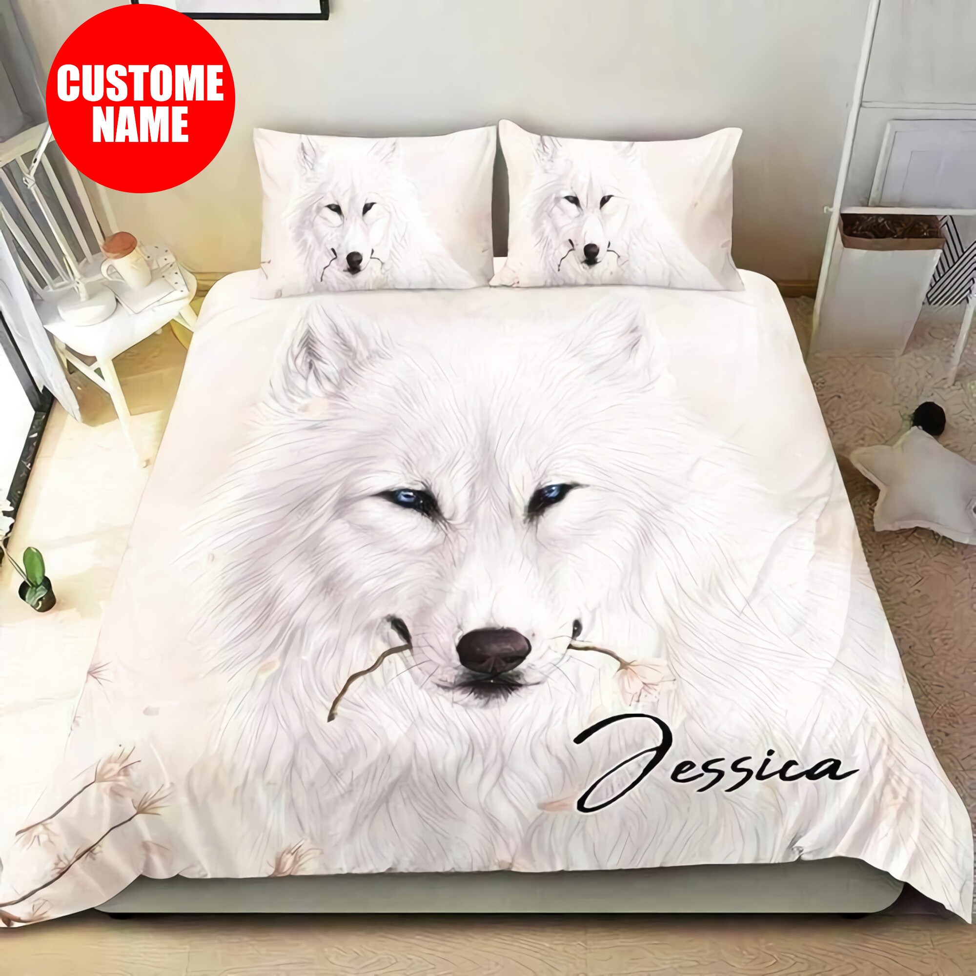 Wolf Bedding Sets Personalized Wolf Bedding Set Custom Name Etsy