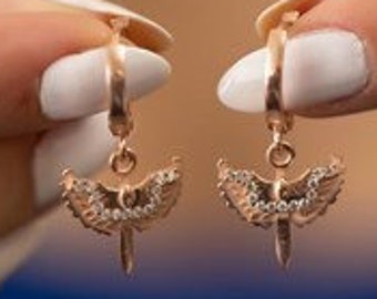 Earrings - ear studs - 925 sterling silver - women's jewelery - Michael Angel model zircon stone rose gold plated sterling silver - 587