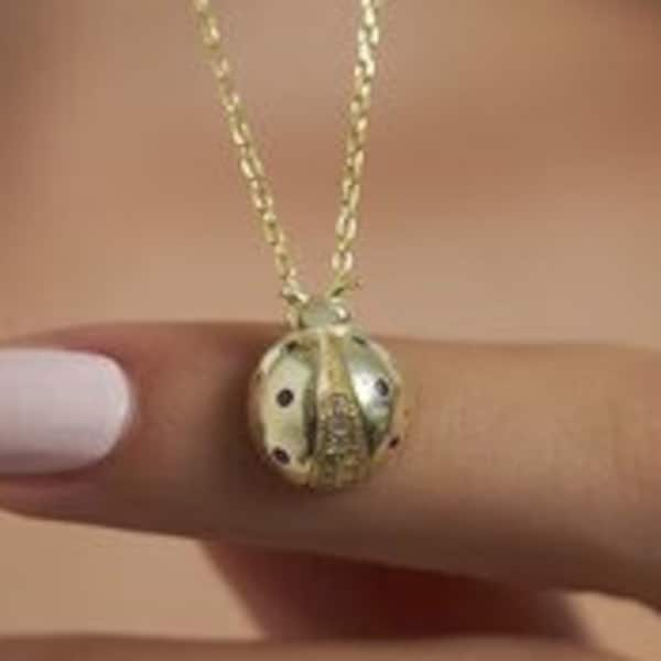 Silver chain - necklace - 925 sterling - chain - silver - Ninova ladybug model necklace in gold-plated sterling silver - 499