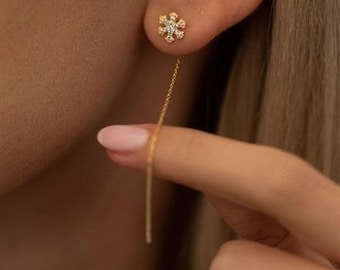 Earrings - stud earrings - 925 sterling silver - women's jewelery SNOWFLAKE MODEL EARRINGS - 80