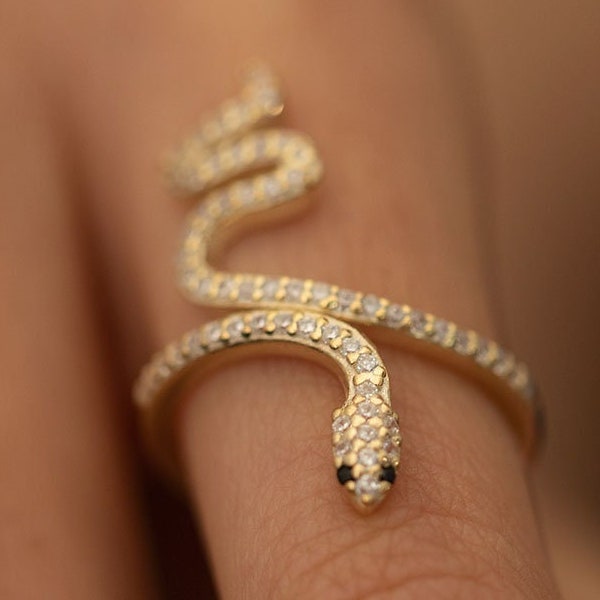 Silver ring - ring - 925 - sterling - silver - SNAKE MODEL GOLD PLATED SILVER ladies ring-158