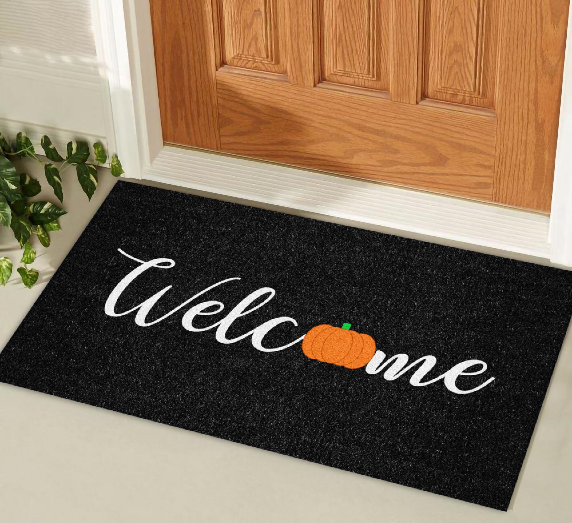 Halloween doormat Halloween pumpkin mat Halloween Etsy
