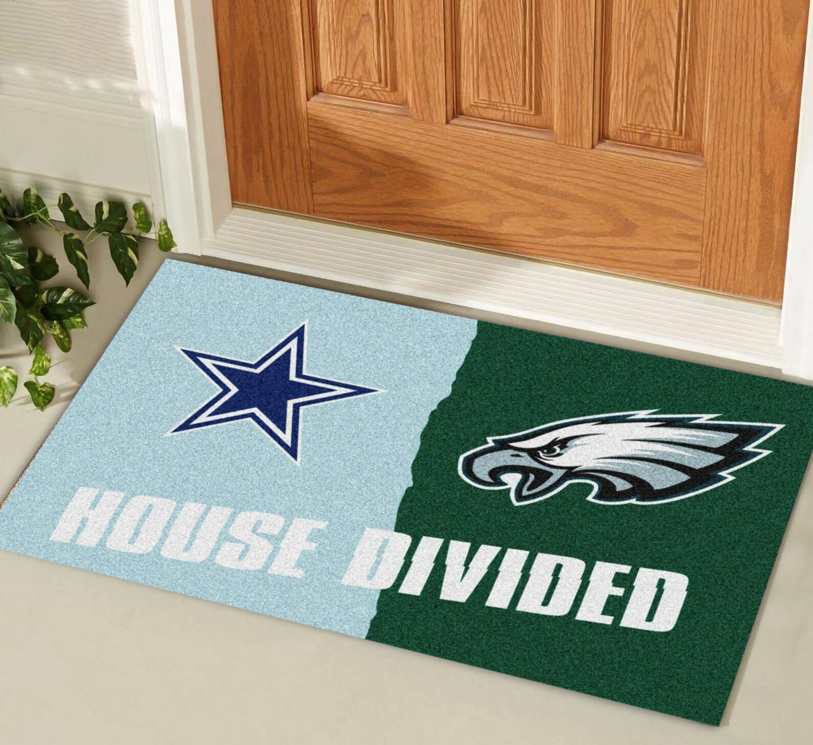 A House Divided Dallas Cowboys Philadelphia Eagles Doormat Etsy