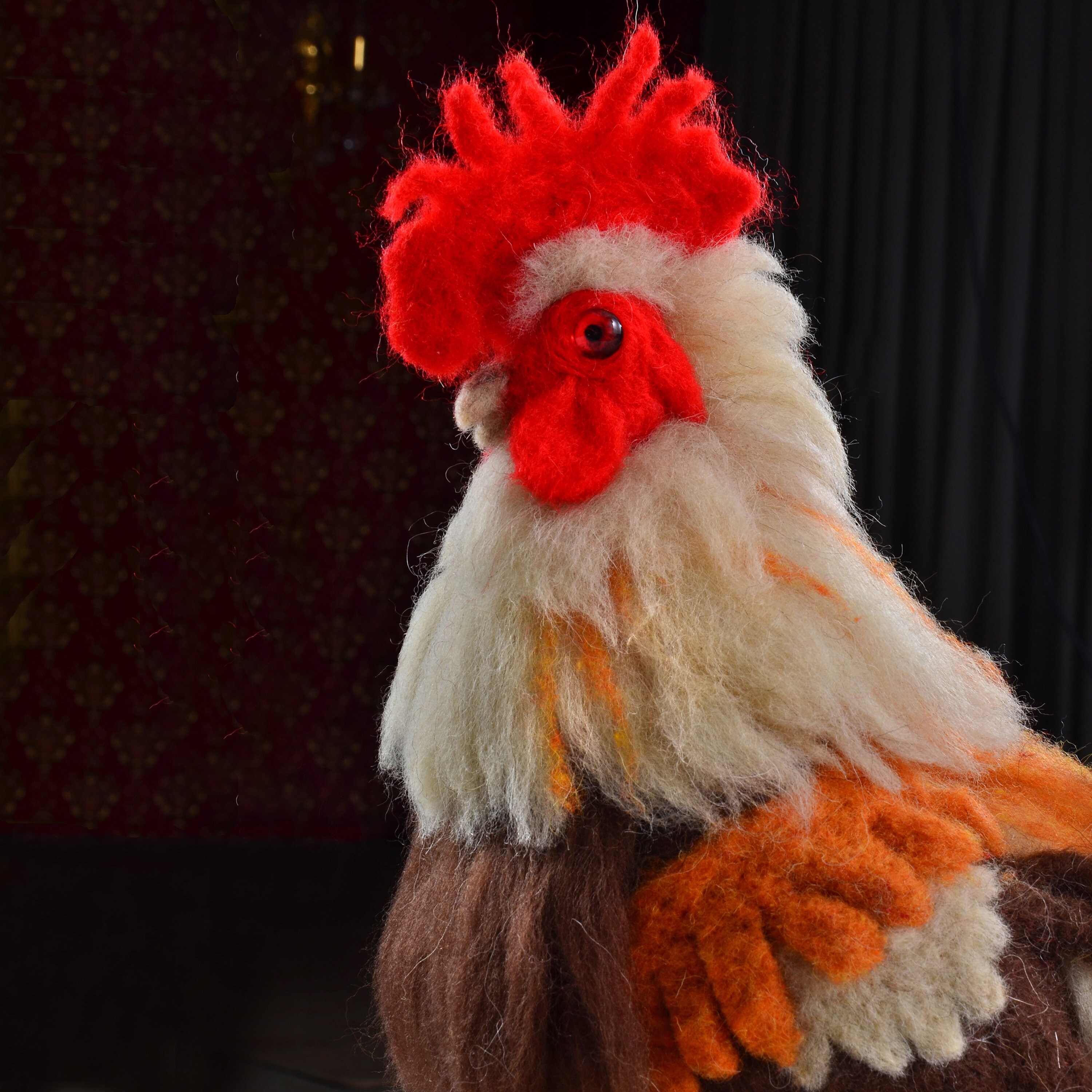 Needle Felted Rooster Handmade Soft Sculpture Fire Rooster Etsy