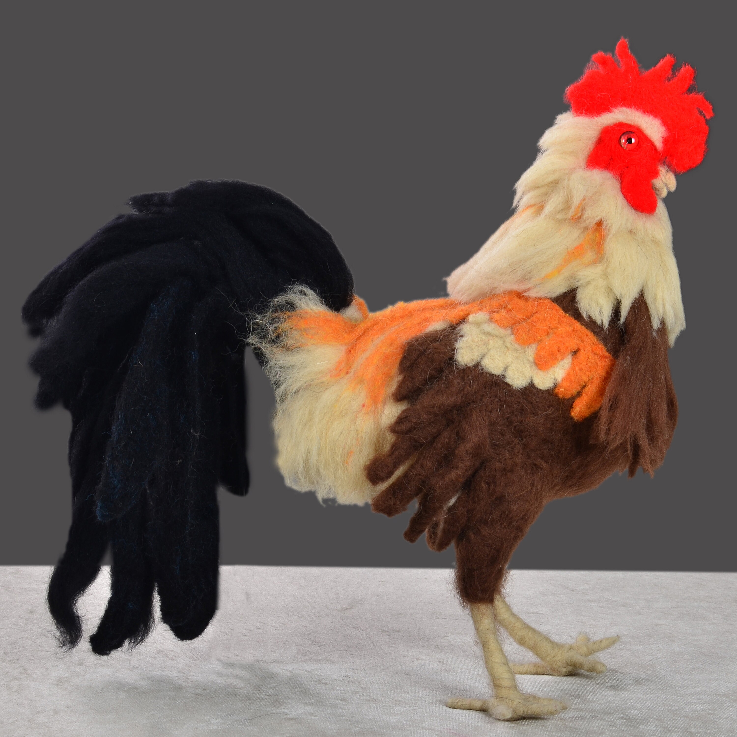 Needle Felted Rooster Handmade Soft Sculpture Fire Rooster Etsy