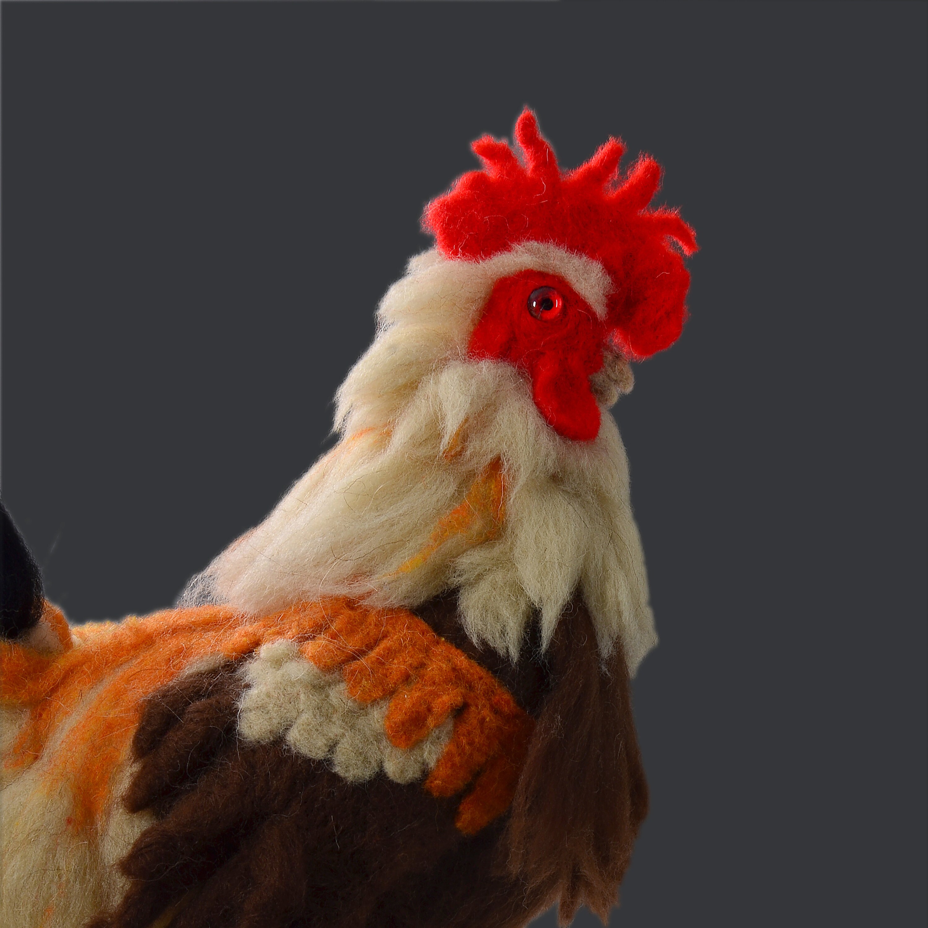 Needle Felted Rooster Handmade Soft Sculpture Fire Rooster Etsy