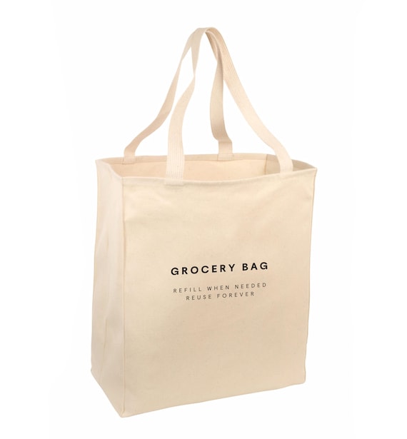 Grocery Tote, Reusable Bag, 100% Cotton, Natural, Eco-Friendly, Minimalist Design