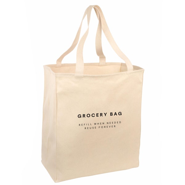 Grocery Tote, Reusable Bag, 100% Cotton, Natural, Eco-Friendly, Minimalist Design