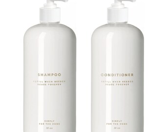 Shampoo & Conditioner Set - 16 Unzen weißer Kunststoff, undurchsichtig, nachfüllbar, wiederverwendbar, Badezimmerdekor, minimalistisches Design, Pumpspender