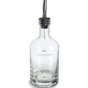 Oil Bottle - 12oz Glass, Clear, Refillable, Reusable, Eco-friendly, Home Decor, Minimalist Design