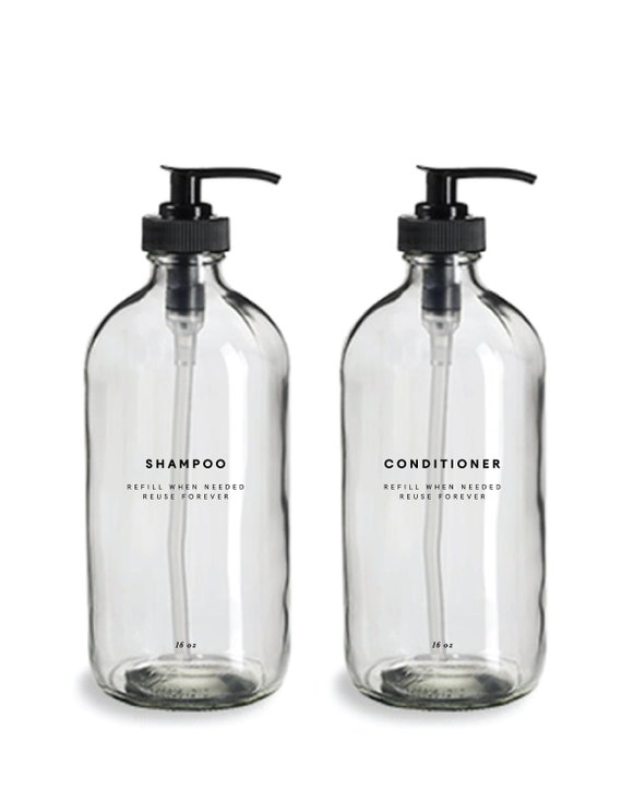 Glass shampoo bottles discount
