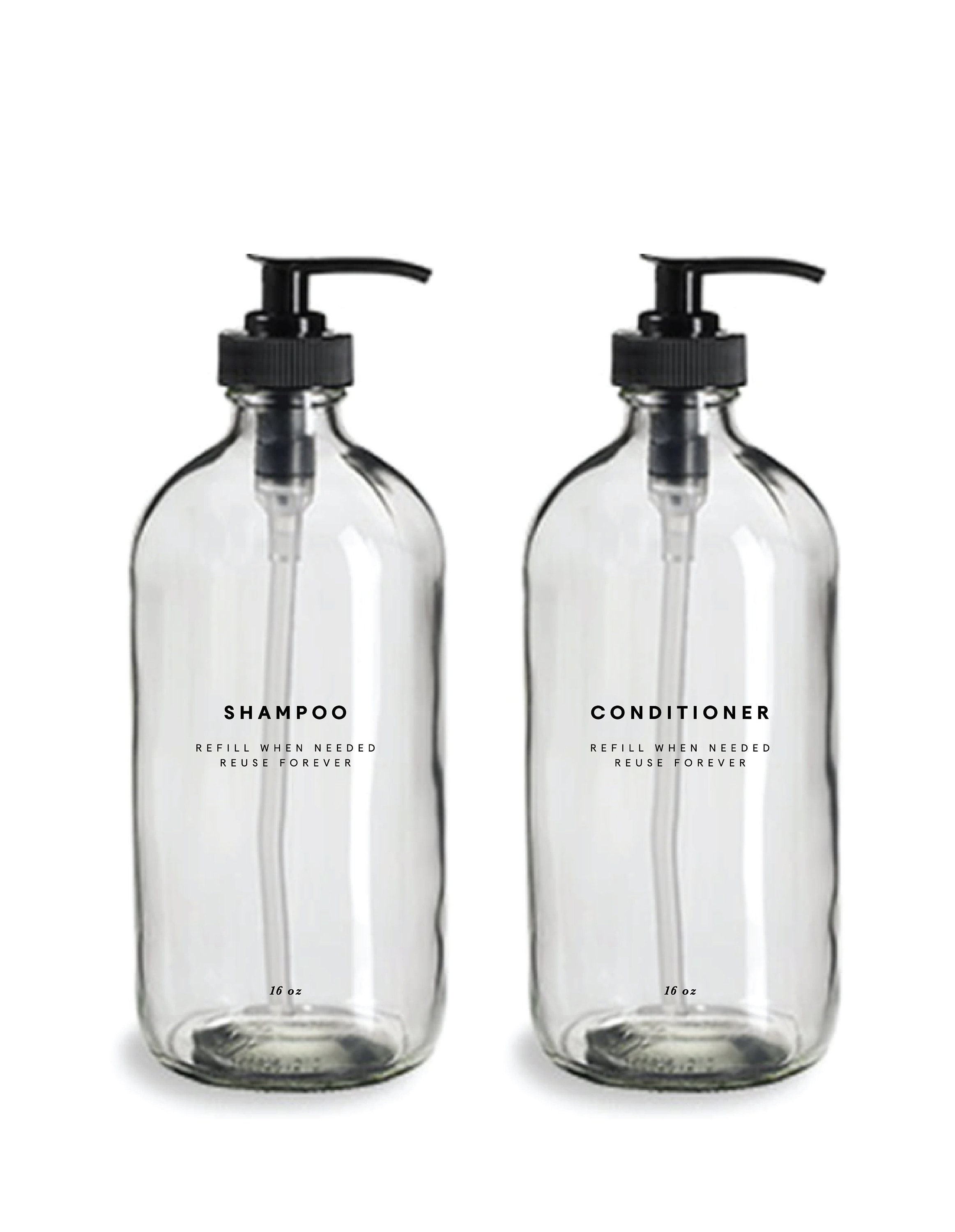 Glass shampoo bottles deals