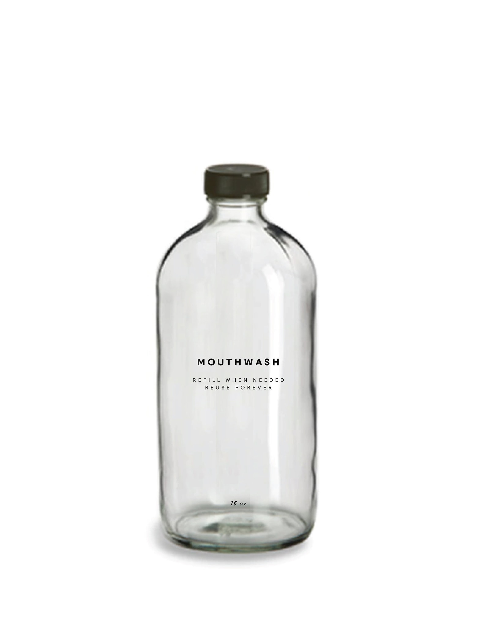 Mouthwash Bottle 16oz Glass Clear Refillable Reusable Etsy