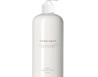 Hand Soap Bottle - 16oz White Plastic  -  Opaque, Refillable, Reusable, Bathroom Decor, Minimalist Design, Pump Dispensers