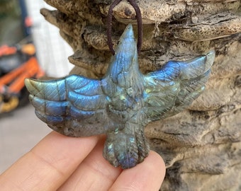 4 pcs labradorite raven pendant bead