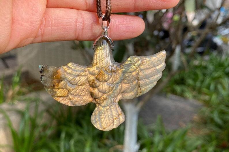 4 pcs labradorite raven pendant bead