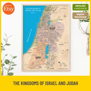 Königreiche von Israel und Jehuda Karte, druckbare Bibel Karte, geteilte Königreich Ära, altes Testament Studie, christliche Lehrmittel, sofortiger Download