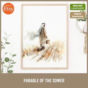 Parable of the Sower Canvas Wall Art – Christian Scripture Poster, Boho Watercolor Print, Bible Story Home Decor, Faith-Based Gift