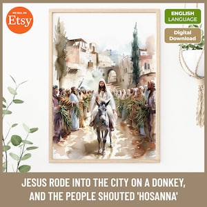 Jesus Enters Jerusalem Watercolor Print: Palm Sunday Art (Digital Download)