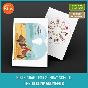 10 geboden Craft - Bijbelles afdrukbaar, zondagsschoolactiviteit, christelijke thuisschool, oudtestamentische kinderactiviteit, Instant Download