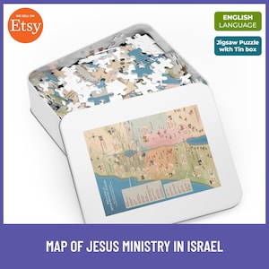 Jesus&#39; Ministry Map Jigsaw Puzzle: 500 Pieces with Tin