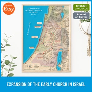 Early Church in Israel Map: Acts of the Apostles, Christian Wall Art