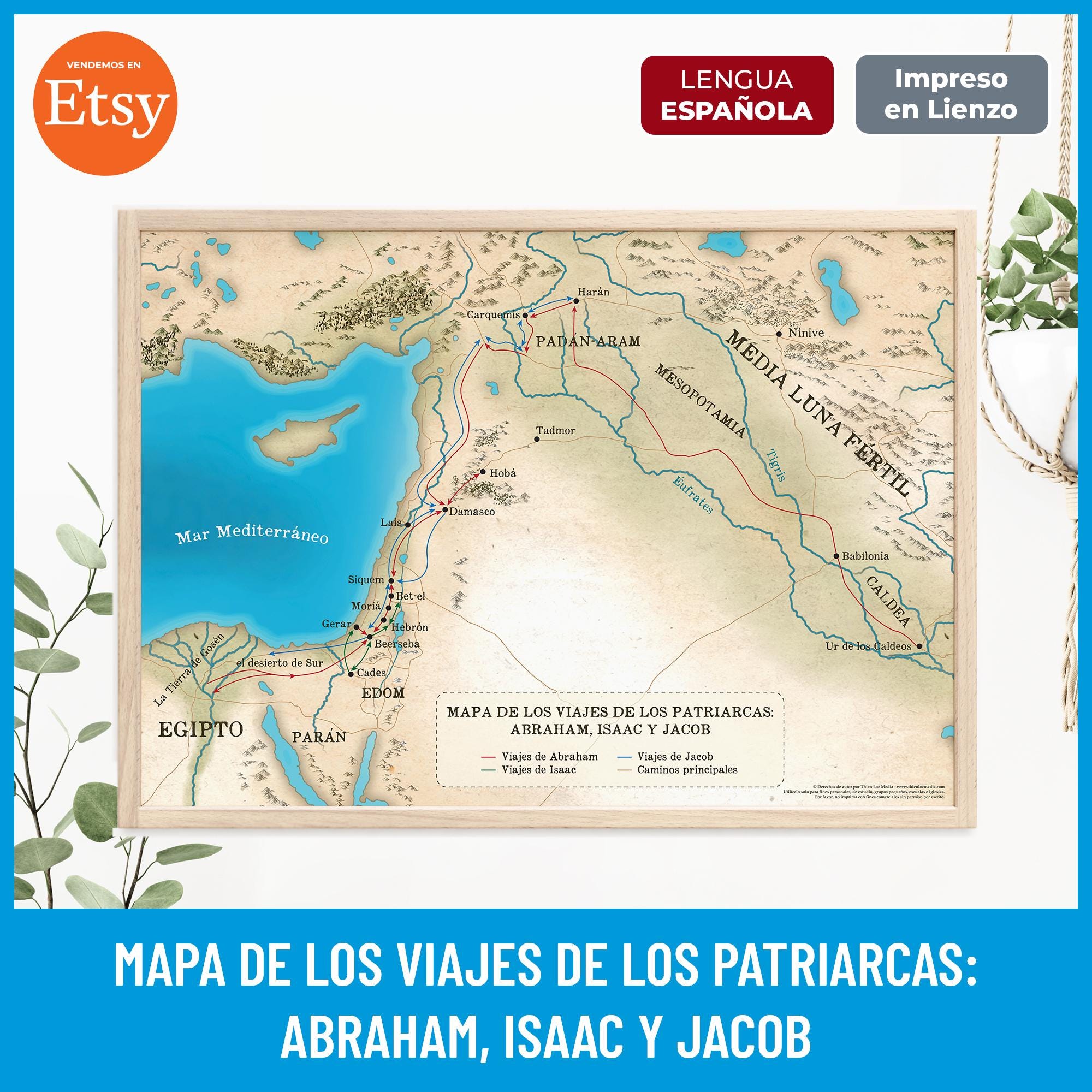 アブラハム、イサク、ヤコブの旅の地図：旧約聖書のイスラエル