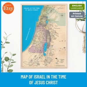 Karte von Israel in der Zeit von Jesus, druckbare Bibel Karte, neutestamentliche Geographie, Karte des Heiligen Landes, Bibelarbeit, Lehrmittel, Leinwanddruck