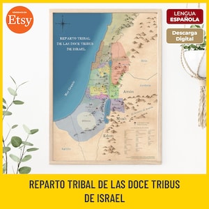 Reparto Tribal De Las Doce Tribus De Israel, Printable Bible Map, Old Testament, Kids Bible Study, Christian Learning Instant Download