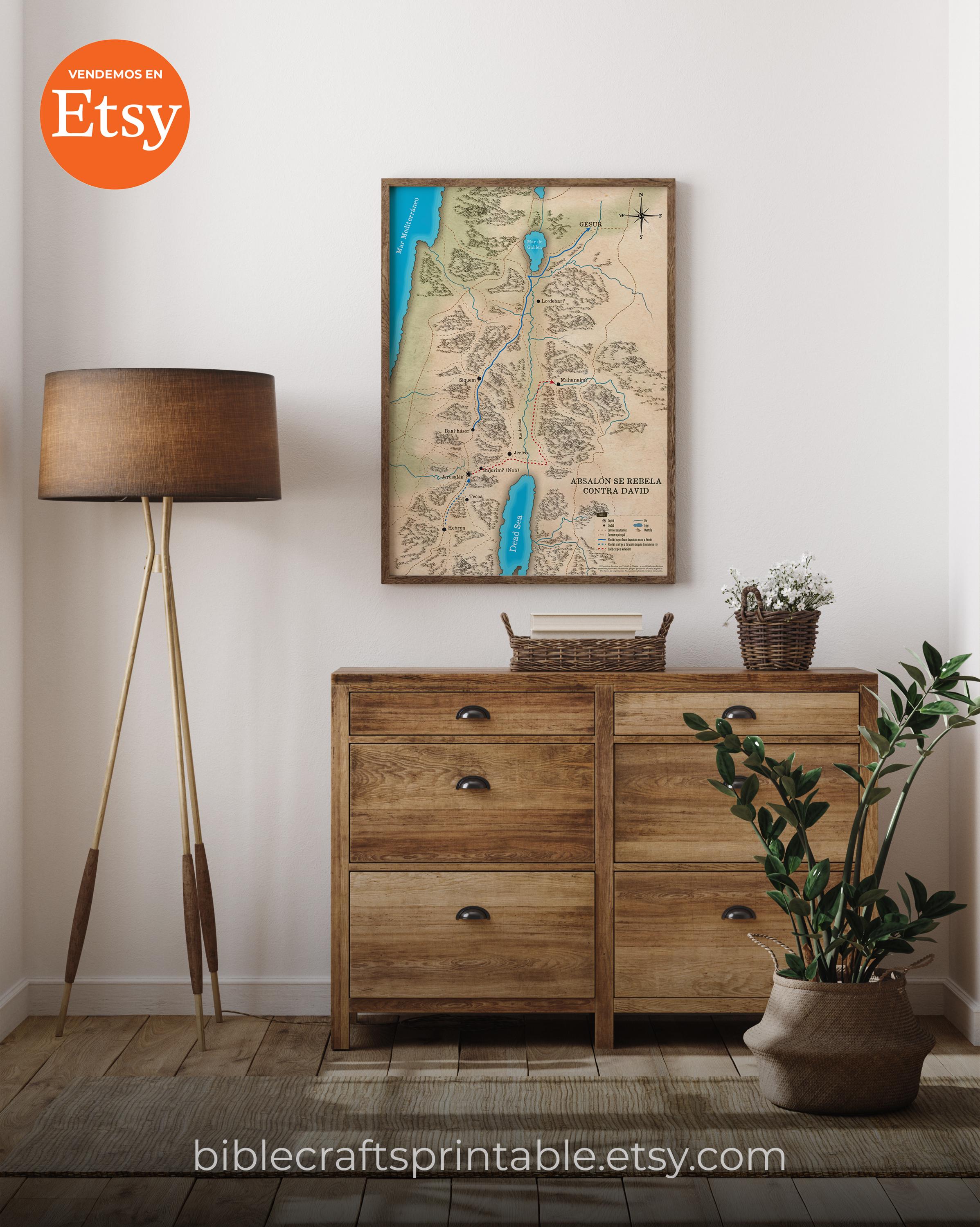 Absalom's Rebellion Bible Map: King David's Journey (digital Download ...