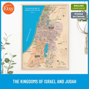 Die Königreiche Israel und Jehuda Karte, geteiltes Königreich Israel, druckbare Bibelkarte, altes Testament Studie, christliche Wandkunst, Leinwanddruck