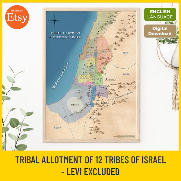 Tribes of Israel Map: Promised Land, Old Testament Bible Study (Digital Download)