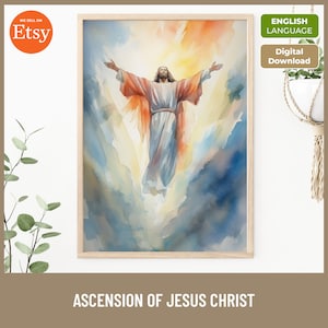 Ascension of Jesus Christ Print: Watercolor Christian Wall Art (Instant Download)