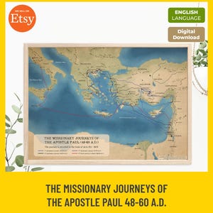 Apostle Paul's Journeys Map: New Testament Bible Study (Digital Download)