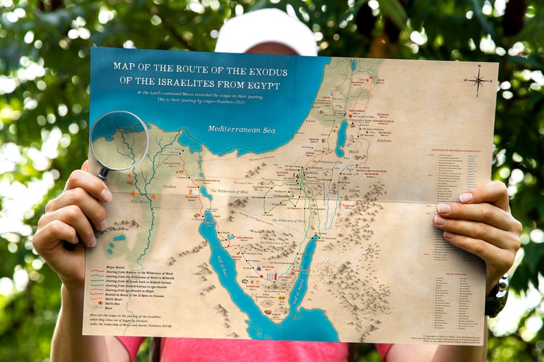 Map of the Route of the Exodus of the Israelites From Egypt, Bible Maps ...